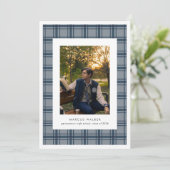 Plaid Elegant Photo Graduation Announcement Einladung (Stehend Vorderseite)
