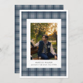 Plaid Elegant Photo Graduation Announcement Einladung (Vorne/Hinten)