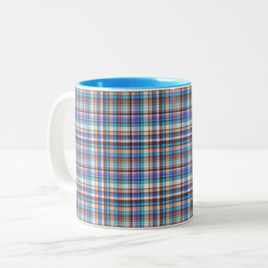 Plaid Fabric Checkered Print Pattern-57688 Zweifarbige Tasse (Vorderseite Links)