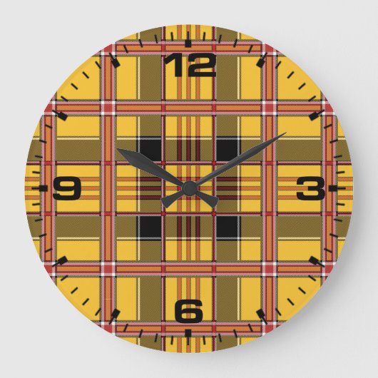 Plaid Fabric Texture Brown Stripes-52628 Große Wanduhr (Vorderseite)