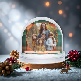 Plaid Family Christmas Photo Template Schneekugeln