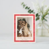 Plaid Frame Holiday Postcard Feiertagspostkarte (Stehend Vorderseite)