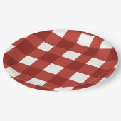 Plaid Gingham Cherry Girls Birthday Pappteller (Schrägansicht)