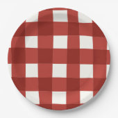 Plaid Gingham Cherry Girls Birthday Pappteller (Vorderseite)
