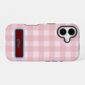 Plaid Gingham Personalized iPhone 16 Hülle (Rückseite (Horizontal))