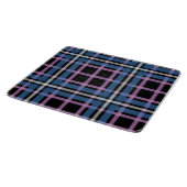 Plaid Glass Cutting Board – Bold Blue & Lavender Schneidebrett (Ecke)