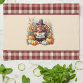 Plaid Gratitude – Thanksgiving Turkey with Pumpkin Geschirrtuch (Gefaltet)