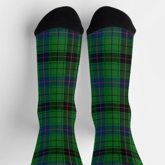 Plaid Green Check Elegant Rustic Tartan Socken (Oben)