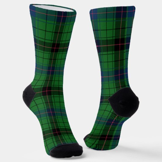 Plaid Green Check Elegant Rustic Tartan Socken (Gewinkelt)