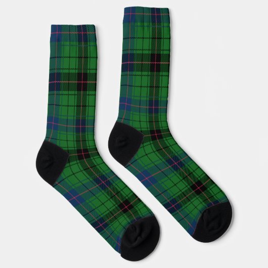 Plaid Green Check Elegant Rustic Tartan Socken (Rechts)