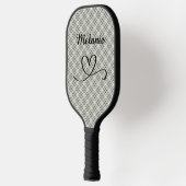 Plaid Greens and Beige Heart Pickleball Paddle (Links)