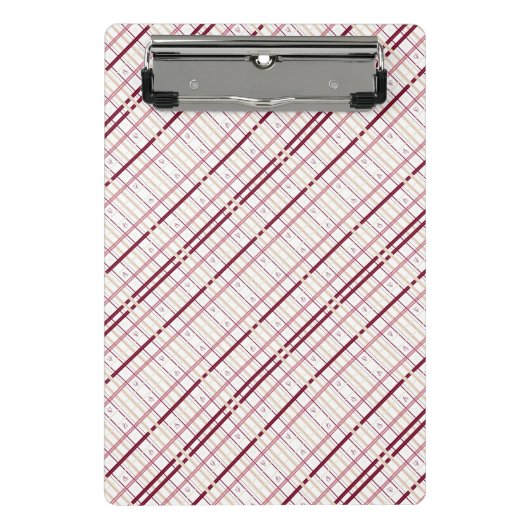 Plaid Hearts Clipboard – Whimsical Burgundy Design Mini Klemmbrett (Vorderseite)