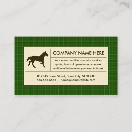 plaid horse visitenkarte (Vorderseite)