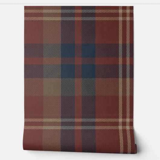Plaid in Ruby Red and Navy Blue Tapete (Abrollen)