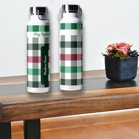 Plaid-Individuelle Name und -Meldung Trinkflasche