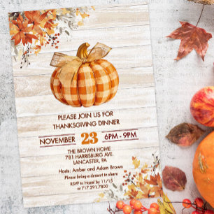 Plaid Kürbis Thanksgiving Friendsgiving Einladung