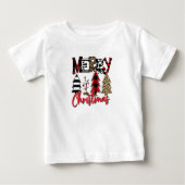 Plaid & Leopard Christmas Trees Baby T-shirt (Vorderseite)