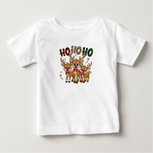 Plaid & Leopard Ho Ho Ho Rentier Kinder Weihnachte Baby T-shirt