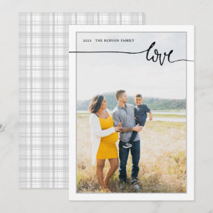Plaid LOVE Minimal Schrift Grau Vertikale Feiertag Feiertagskarte
