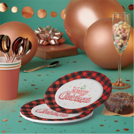 Plaid Merry Christmas Paper Plate Pappteller