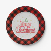 Plaid Merry Christmas Paper Plate Pappteller (Vorderseite)
