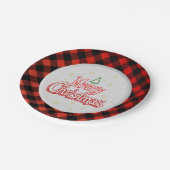 Plaid Merry Christmas Paper Plate Pappteller (Schrägansicht)