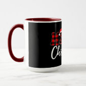 Plaid MERRY Design with Santa Hat Tasse (Links)