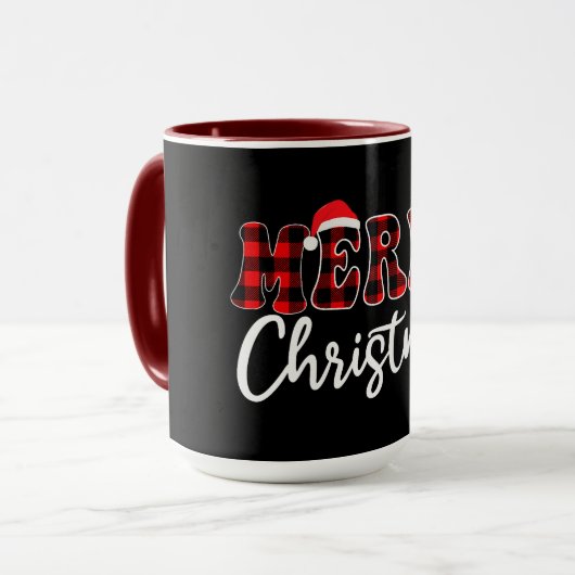 Plaid MERRY Design with Santa Hat Tasse (Vorderseite Links)