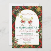 Plaid Mistletoe & Margaritas Holiday Party Invitat Einladung (Vorderseite)