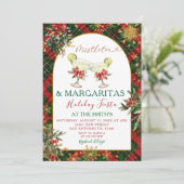 Plaid Mistletoe & Margaritas Holiday Party Invitat Einladung (Stehend Vorderseite)