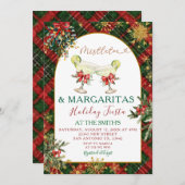 Plaid Mistletoe & Margaritas Holiday Party Invitat Einladung (Vorne/Hinten)