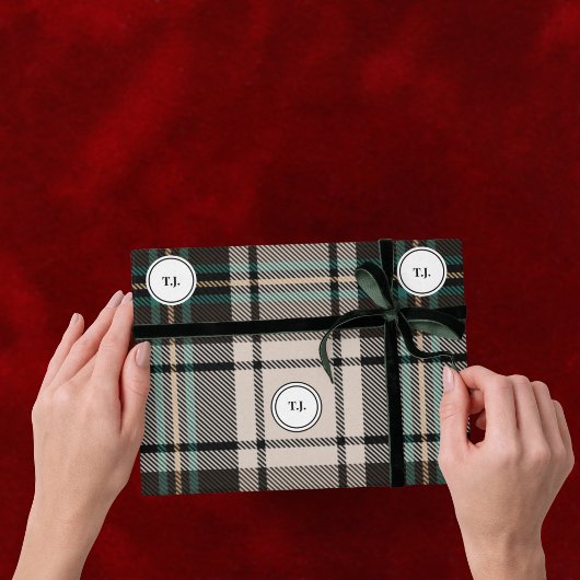 Plaid Monogram Classic Christmas Wrapping Paper Geschenkpapier