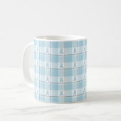 Plaid-Muster Mesotheliom-Krebsbewusstsein Hellblau Kaffeetasse (Vorderseite Links)