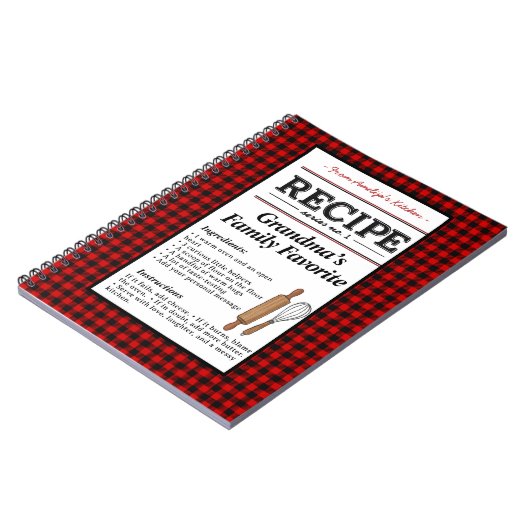 Plaid Personalized Recipe Notebook-Christmas Gift Notizblock (Linke Seite)