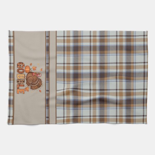 Plaid & Playful – Thanksgiving Turkey  Geschirrtuch (Horizontal)