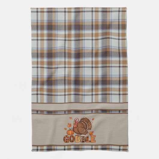 Plaid & Playful – Thanksgiving Turkey  Geschirrtuch (Vertikal)