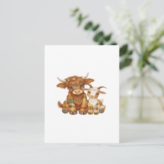 Plaid & Precious Pals Postkarte (Stehend Vorderseite)