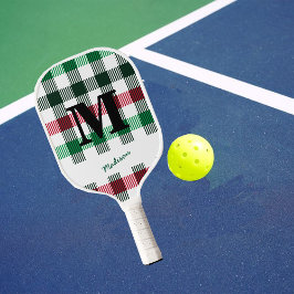 Plaid Preppy Colors Custom Monogram & Name Pickleball Schläger