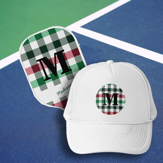 Plaid Preppy Colors Custom Monogram Truckerkappe