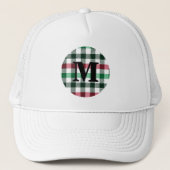 Plaid Preppy Colors Custom Monogram Truckerkappe (Vorderseite)