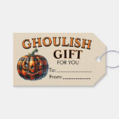 Plaid Pumpkin Halloween Gift Tag Geschenkanhänger (Vorderseite (Horizontal))