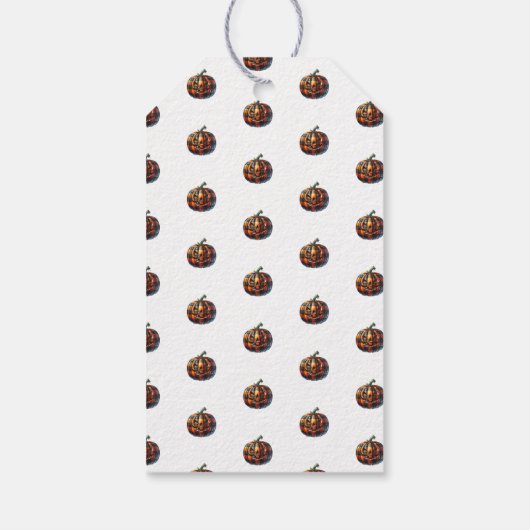 Plaid Pumpkin Halloween Gift Tag Geschenkanhänger (Rückseite)