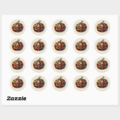 Plaid Pumpkin Halloween Round Sticker (Blatt)