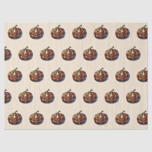 Plaid Pumpkin Halloween Tissue Paper Seidenpapier (Vorderseite)