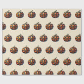 Plaid Pumpkin Halloween Wrapping Paper Geschenkpapier (Flach)