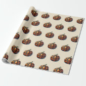Plaid Pumpkin Halloween Wrapping Paper Geschenkpapier (Ungerollt)