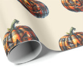 Plaid Pumpkin Halloween Wrapping Paper Geschenkpapier (Rolleneckpunkt)