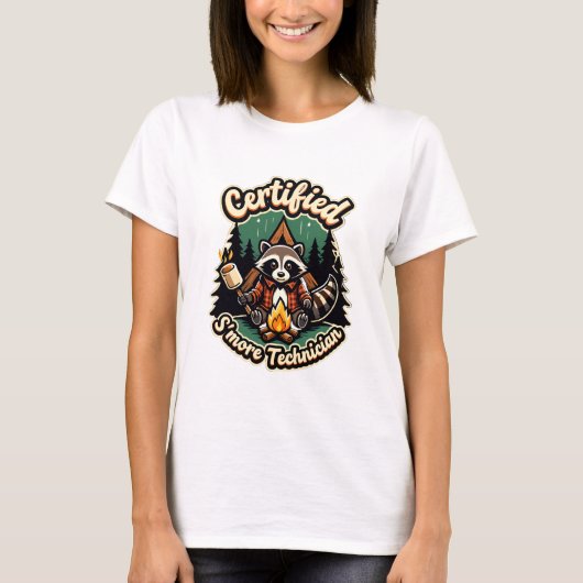 Plaid Raccoon S’more Expert – Campfire Night T-Shirt (Vorderseite)