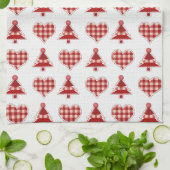 Plaid Red Christmas Trees and Hearts Pattern Geschirrtuch (Gefaltet)
