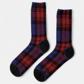 Plaid Red Purple Checkered Rustic Tartan Socken (Linkes Detail)